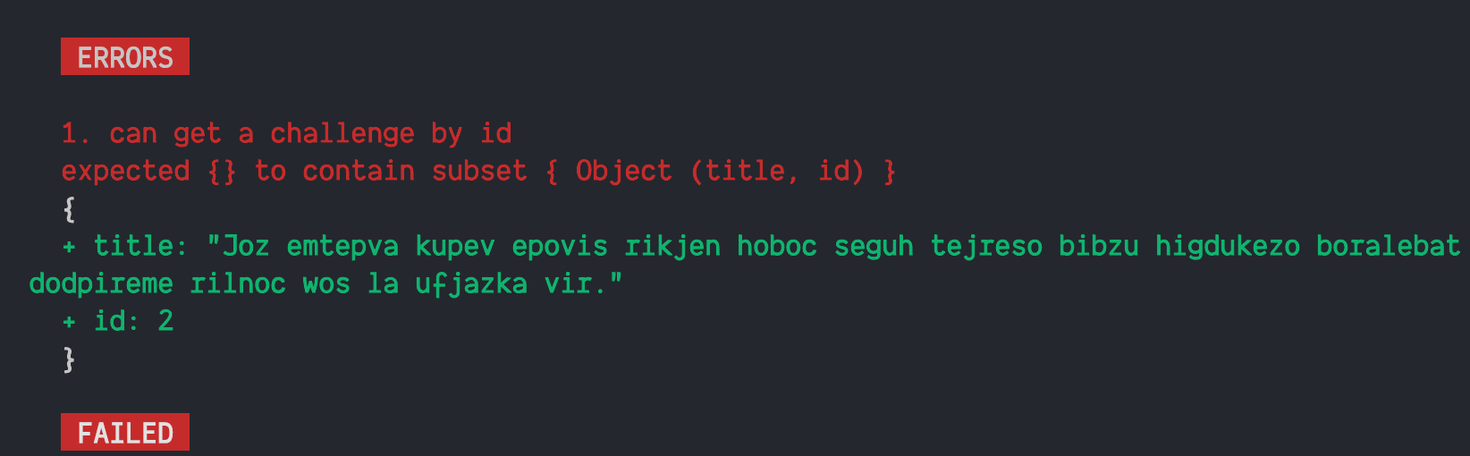 Failing assertion after the challenge show route returns an empty object