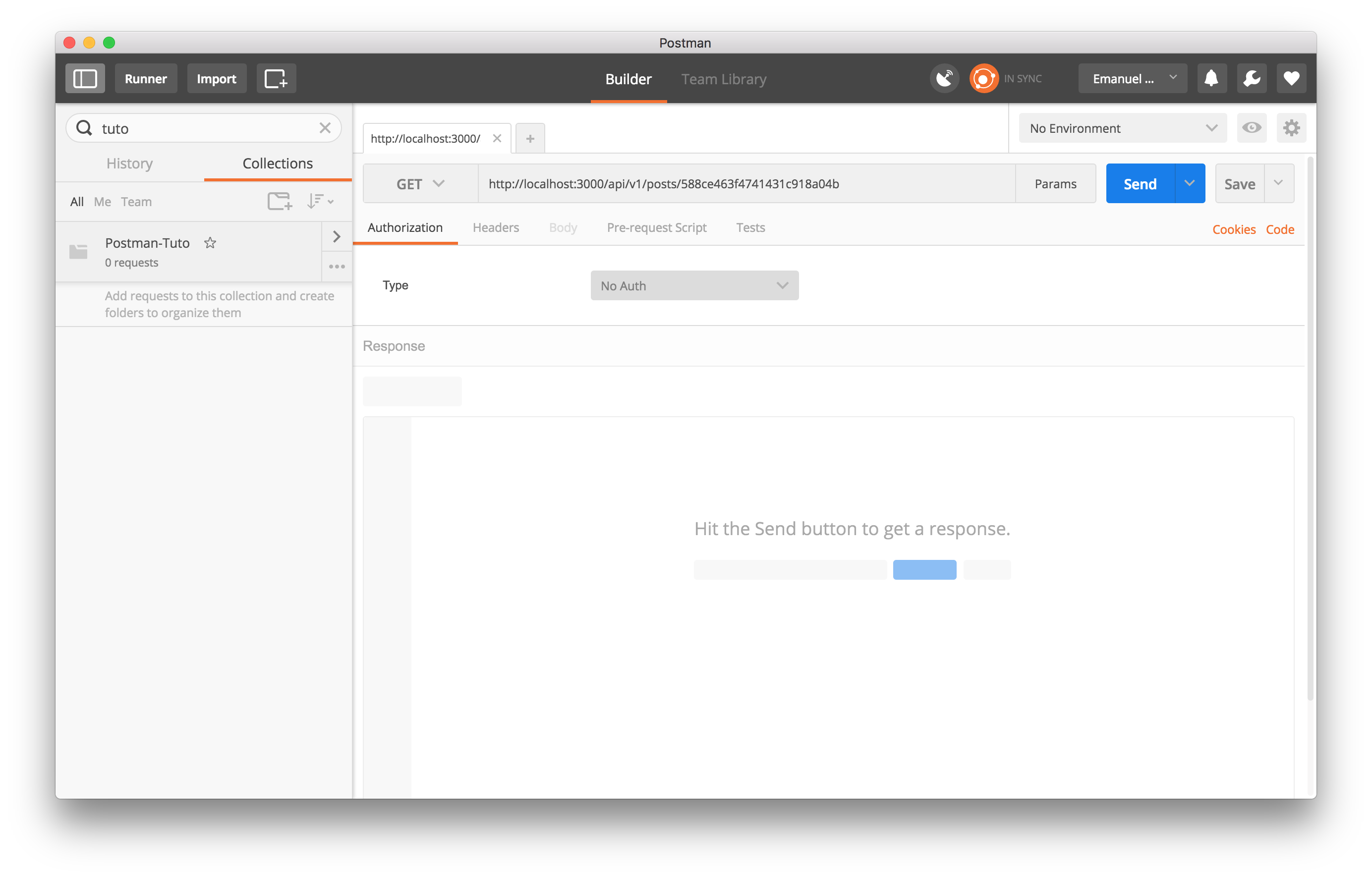 A GET request configured in Postman